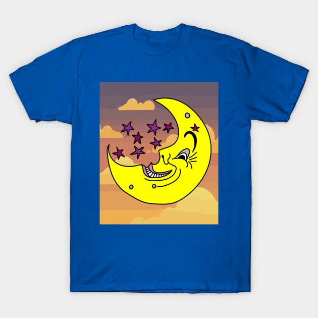 Luminous Moon Half Moon Face T-Shirt by flofin